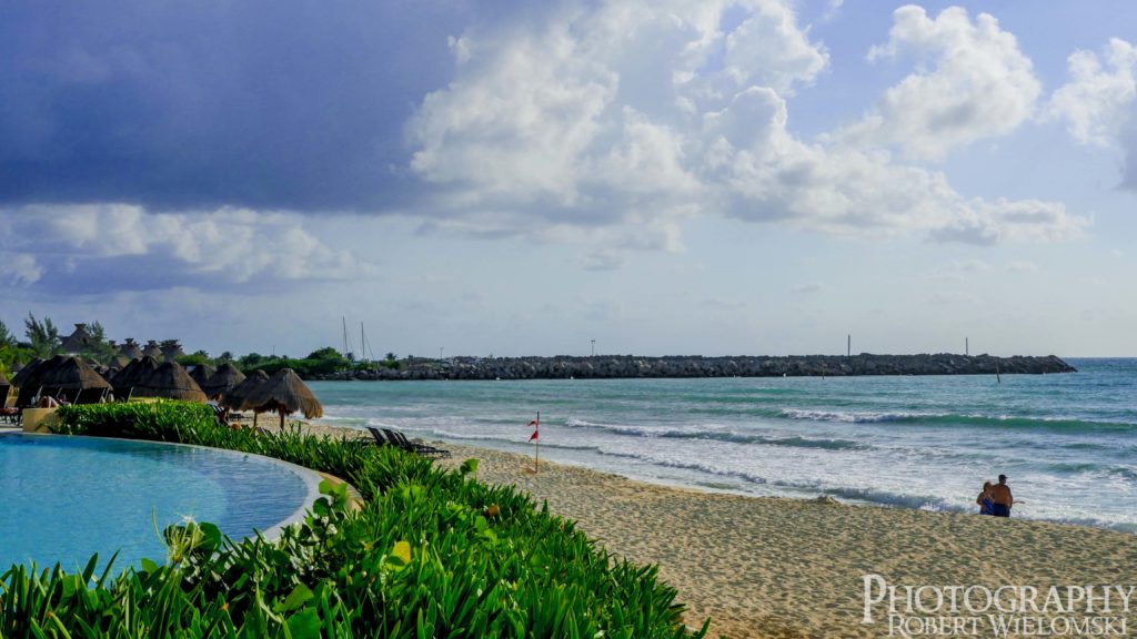 This was the awesome infinity pool we got to experience at Now Jade in Riviera Maya, Mexico. Side view.