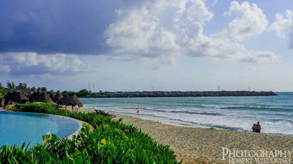 Now Jade Beach/Pool View This was the awesome infinity pool we got to experience at Now Jade in Riviera Maya, Mexico. Side view.
