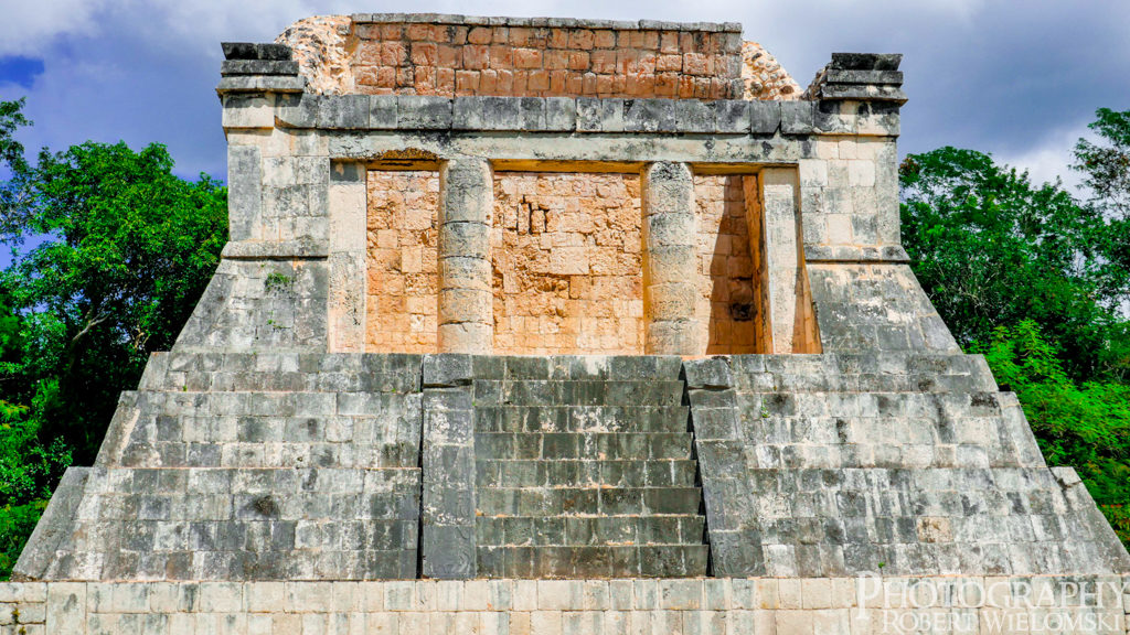 Chichen Itza Ball Court Captain Throne Maya Captains throne at one end of the court. best ruins in mexico