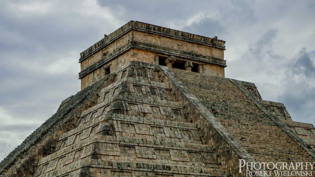 Chichen Itza Maya Pyramid Mexico Top of Kukulcan EL Castillo. This is where you can hear the Quetzal chirp. best ruins in mexico