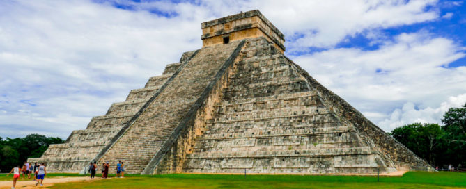 Front View of Kukulcan EL Castillo Maya Pyramid in Chichen Itza. The best ruins in Mexico to visit.