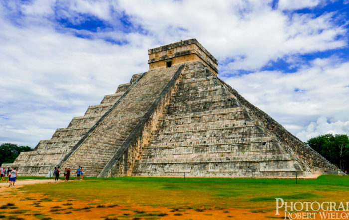 Front View of Kukulcan EL Castillo Maya Pyramid in Chichen Itza. The best ruins in Mexico to visit.